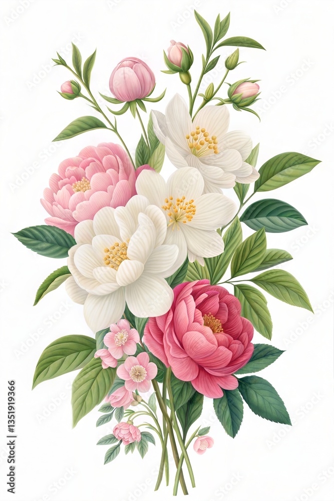 Fototapeta premium Festive Floral Arrangement with Jasmine and Peonies 