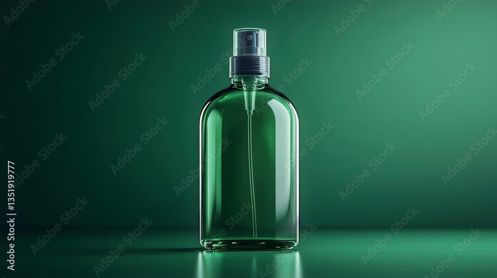 A bottle of cologne is sitting on a green surface A bottle of cologne is sitting on a green surface