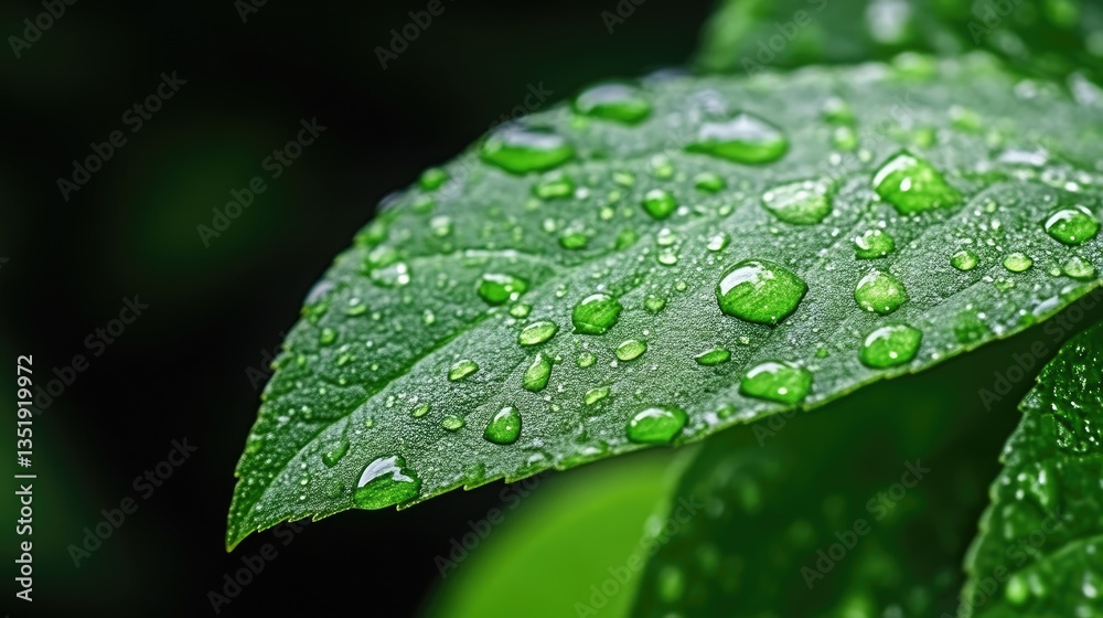 Close-up of a vibrant green leaf covered in water droplets (2) Close-up of a vibrant green leaf covered in water droplets (2)