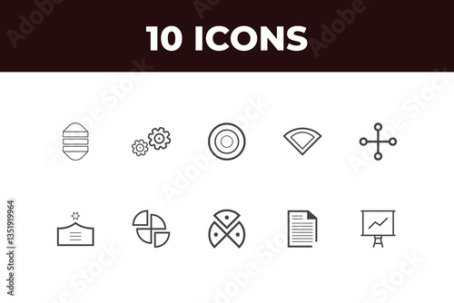 Data analysis set of web icons. Data analytics icons for web and mobile app. Graphs, traffic analysis, data processing, research network collection, analytics, performance.