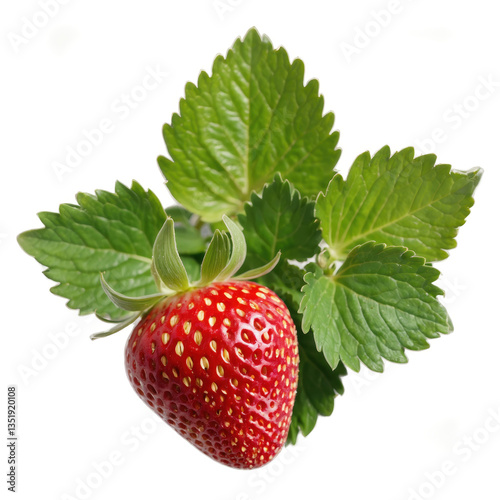 Wallpaper Mural Single Red Strawberry with Green Leaves Torontodigital.ca