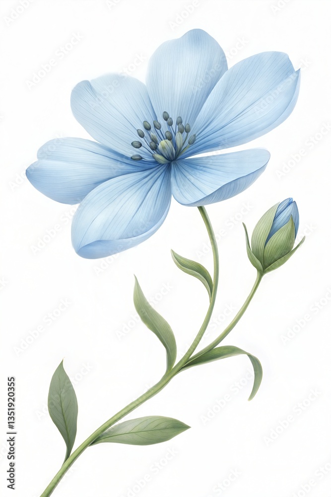 Fototapeta premium Light blue flower isolated on a white background. (Flower)