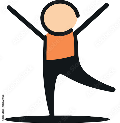 Dancing Stick Figure Celebrating Joyful Motion