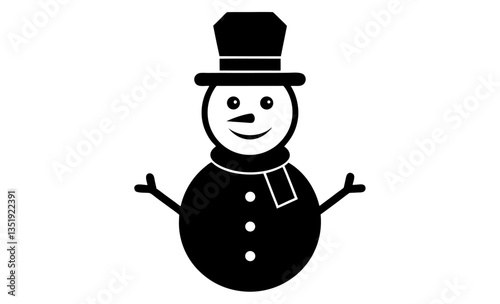 Christmas snowman silhouette, winter holiday vector illustration