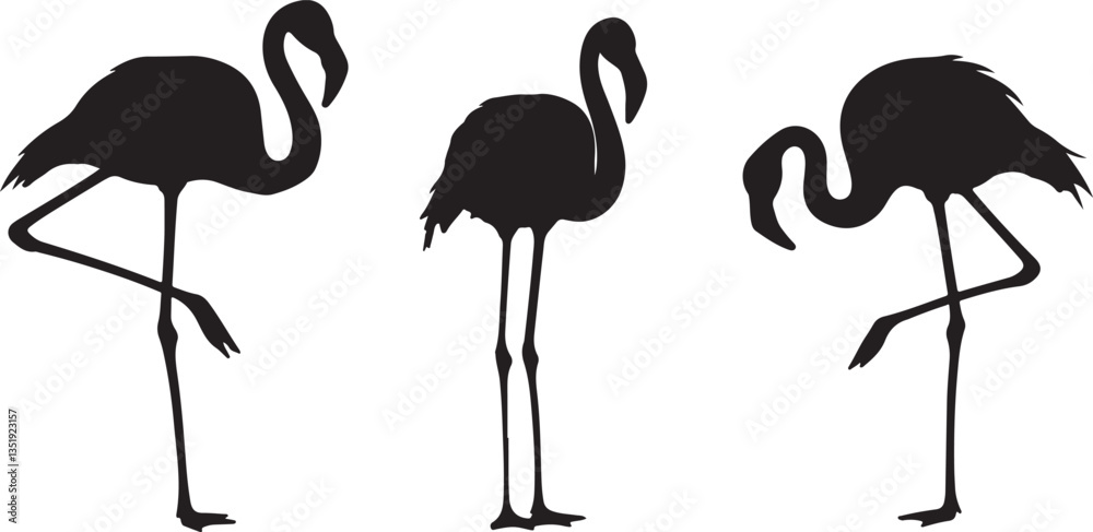 Obraz premium Flamingo Icons, Perfect for Nature and Tropical Themes - Flat Vector Illustration 