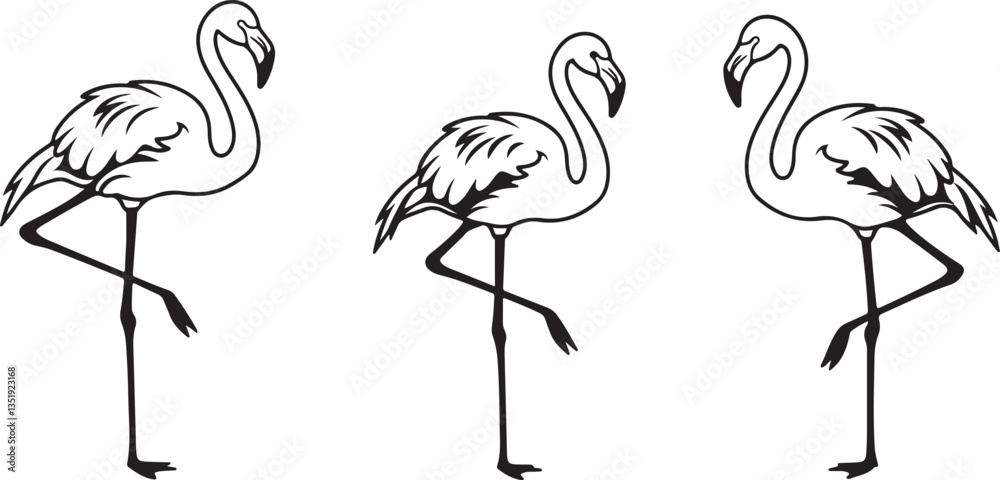 Obraz premium Flamingo Icons, Perfect for Nature and Tropical Themes - Flat Vector Illustration 