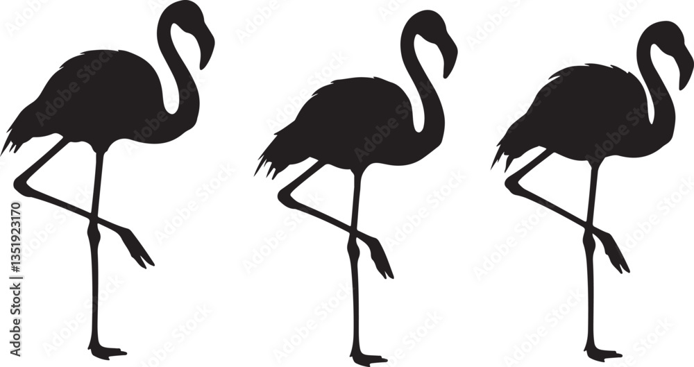 Obraz premium Flamingo Icons, Perfect for Nature and Tropical Themes - Flat Vector Illustration 