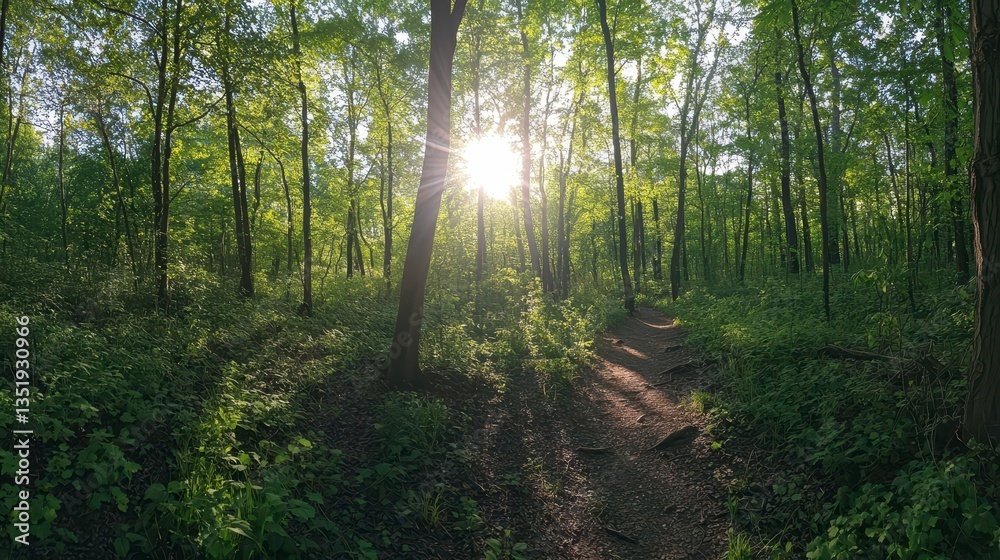 Obraz premium Sunlit Forest Pathway