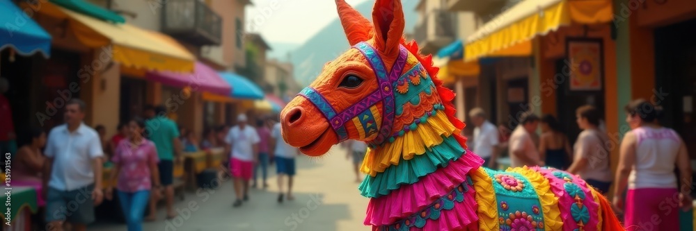 Obraz premium Colorful donkey pi?ata, traditional Mexican design, birthday, toys