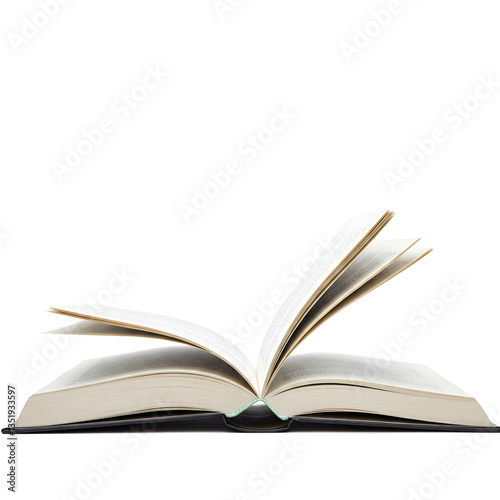 A book turned over on a white background with a transparent background