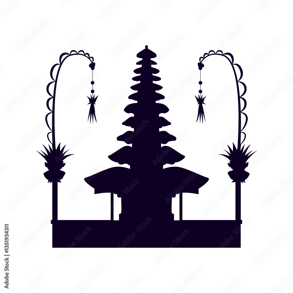 Naklejka premium Silhouette of Pura Bali
