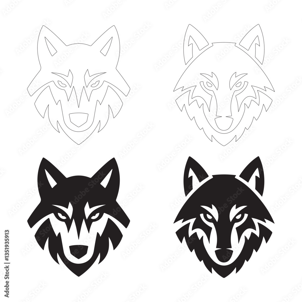 Fototapeta premium Minimalist Wolf Head Logo. Fully editable Flat and Outline. 