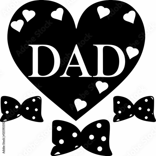 A heartfelt tribute to Dad, a black and white heart design with polka dot bows, symbolizing love and appreciation for fathers everywhere.