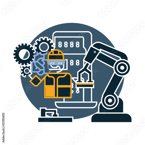 vector icons for robots, artificial intelligence, and the assistance provide in work and security 
