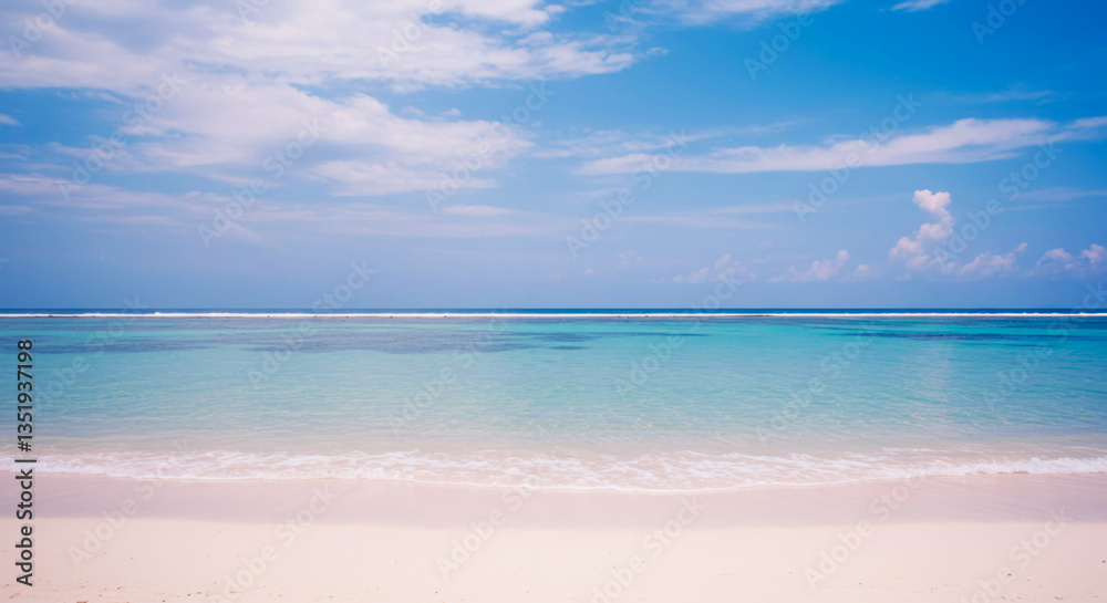 Serene tropical beach with calm turquoise waters Serene tropical beach with calm turquoise waters