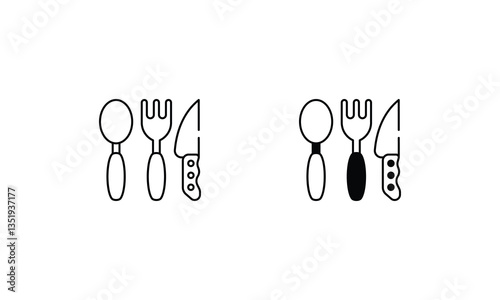 Cutlery icons set vector stock illustration 