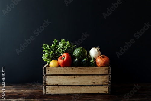 Fresh Seasonal Vegetables in Wooden Crate