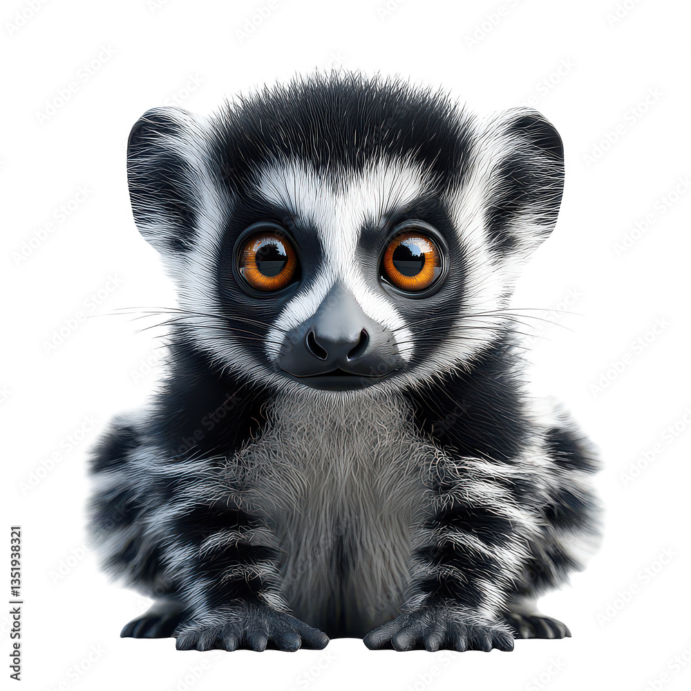 Obraz premium 3d Lemur isolated on transparent background, PNG