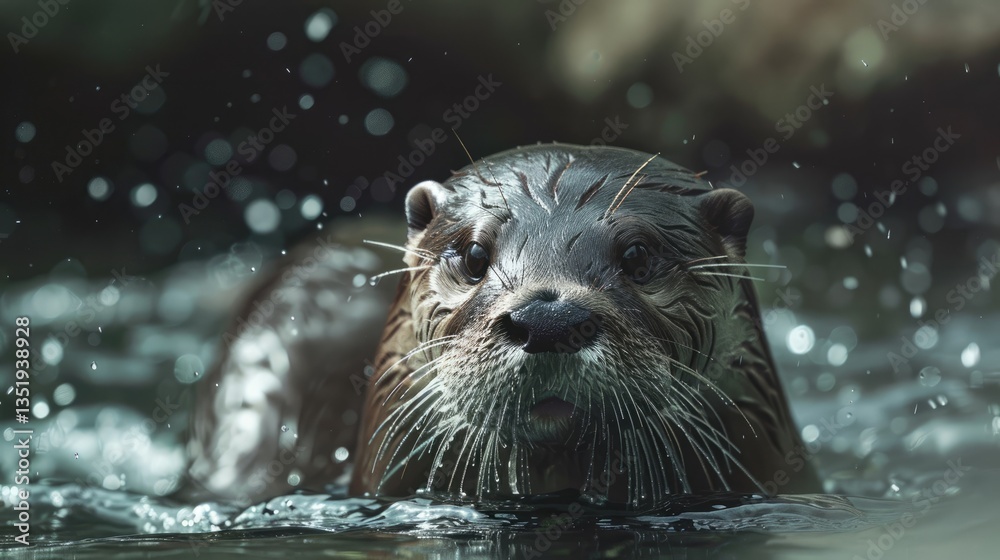 Close-up portrait of a sea otter. A waterfowl mammal in the wild. Close-up portrait of a sea otter. A waterfowl mammal in the wild.