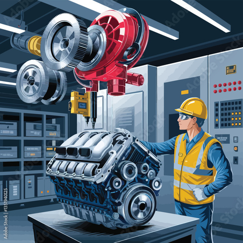 vector icons for robots, artificial intelligence, and the assistance provide in work and security 

