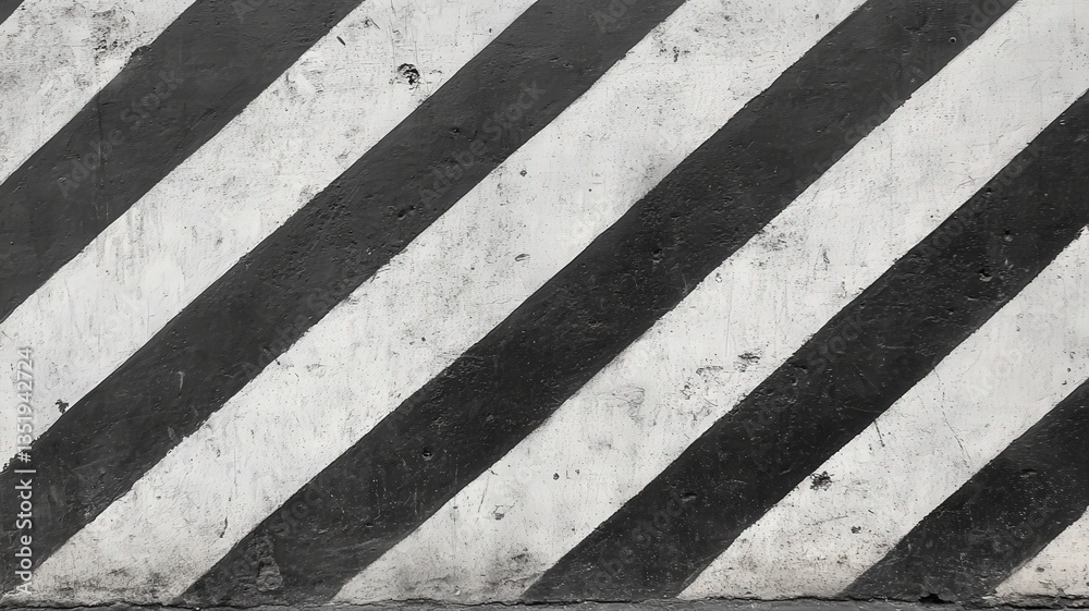 Fototapeta premium Black and White Diagonal Stripes on Asphalt Texture