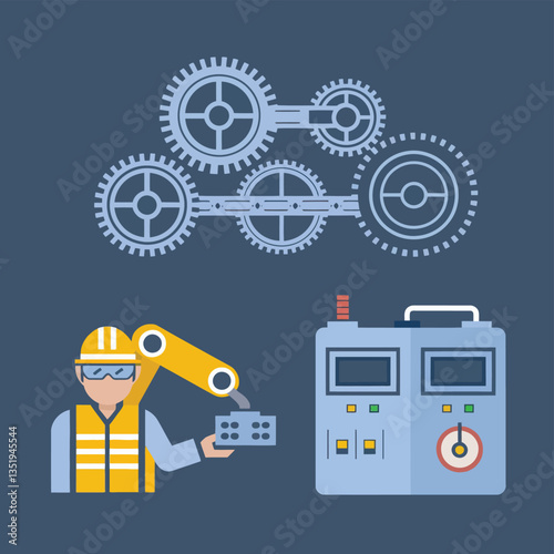 vector icons for robots, artificial intelligence, and the assistance provide in work and security 
