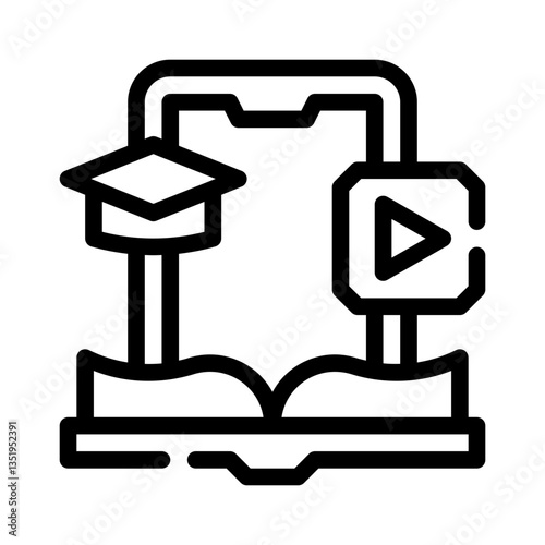 e learning platform line icon photo
