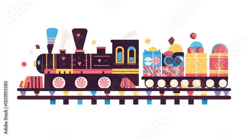 Chocolate train  on candy wrapper tracks
