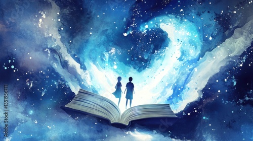 Magical book opening into a glowing digital portal, guiding students into the realm of virtual education
