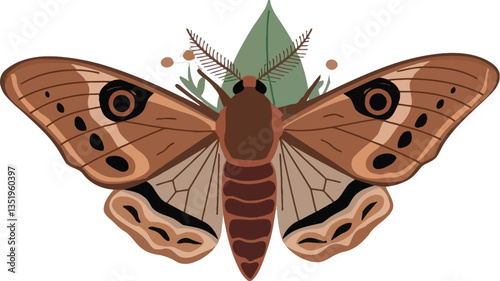 Cute cartoon moth on white background