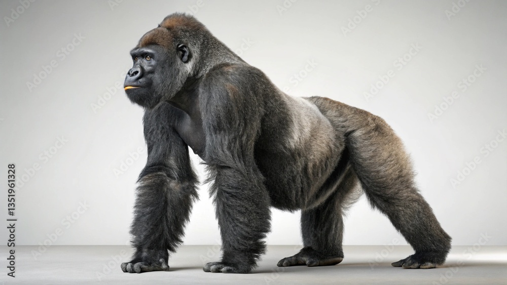 Fototapeta premium Gorilla in full view on studio background