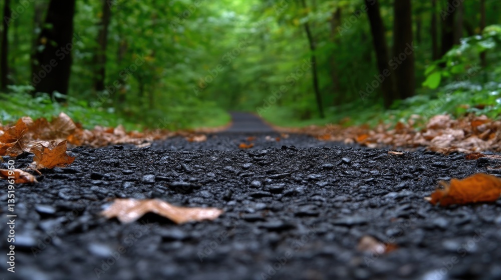 Forest path covered in fallen leaves Forest path covered in fallen leaves