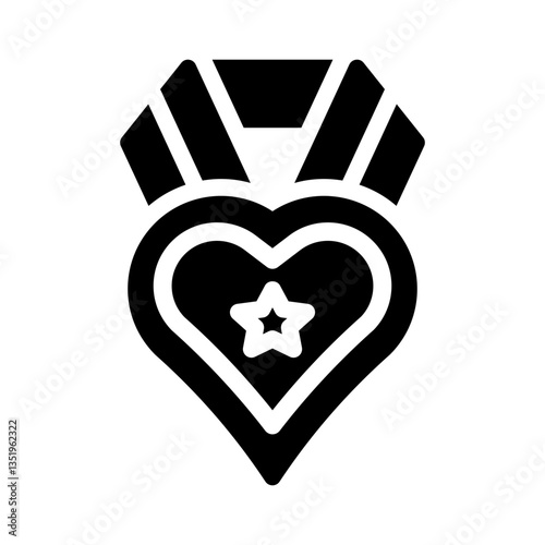 heart medal glyph icon