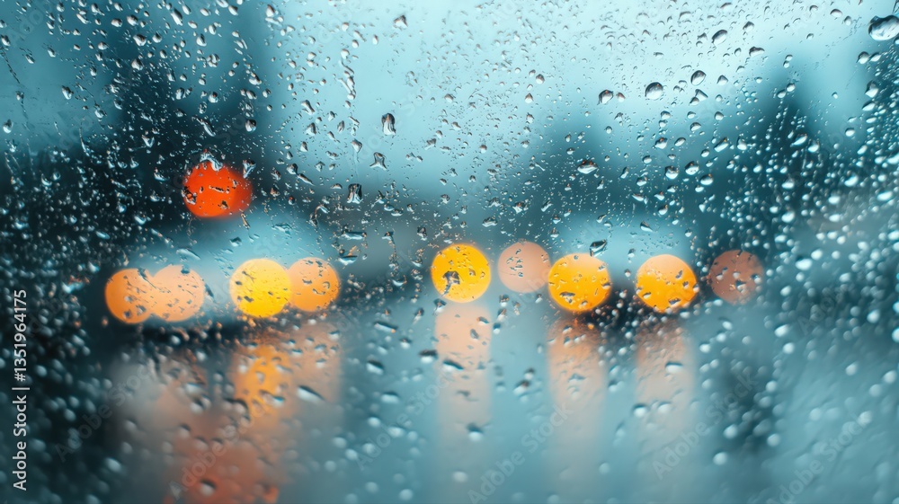 Rainy Cityscape Viewed Through a Car Window at Night Rainy Cityscape Viewed Through a Car Window at Night