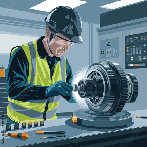 vector icons for robots, artificial intelligence, and the assistance provide in work and security 
