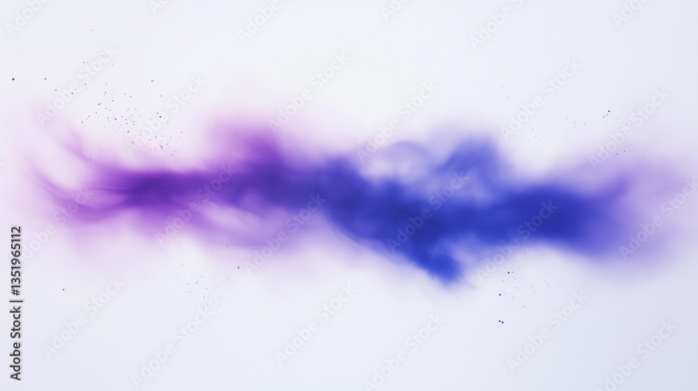 Fototapeta premium Abstract blue and purple ink cloud swirling on a clean white background 
