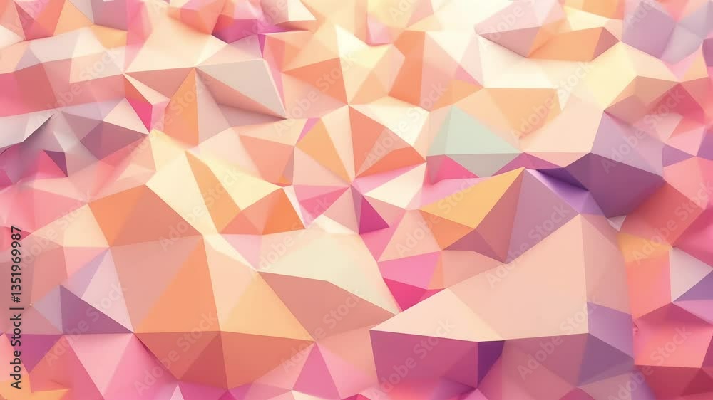  Animate low poly forms pulsing rotating and interacting rhythmically—like a mesmerizing dance of simple shapes in perpetual motion Abstract slow animated color gradients background