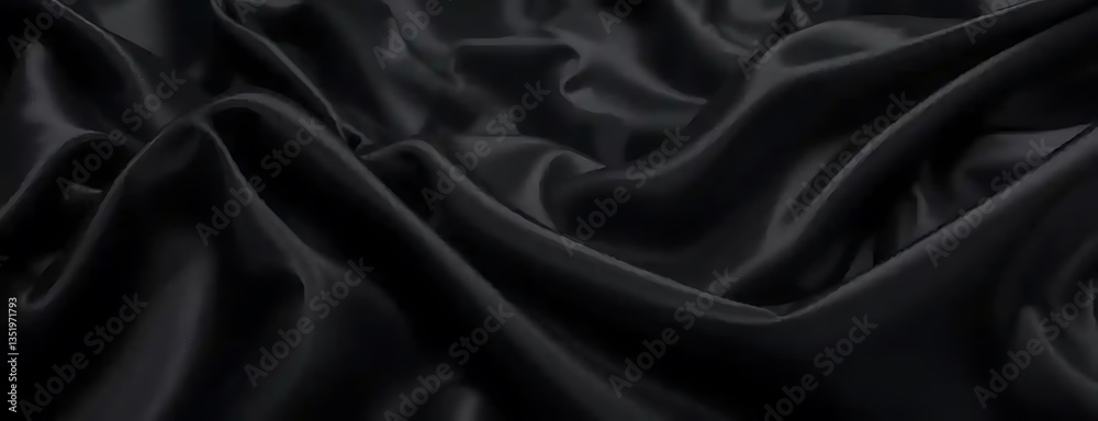 Fototapeta premium Elegant texture of dark silky fabric with soft folds and luxurious feel