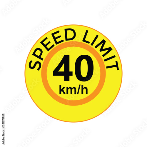 Speed limit 40 kmh Sticker  vector art illustration work