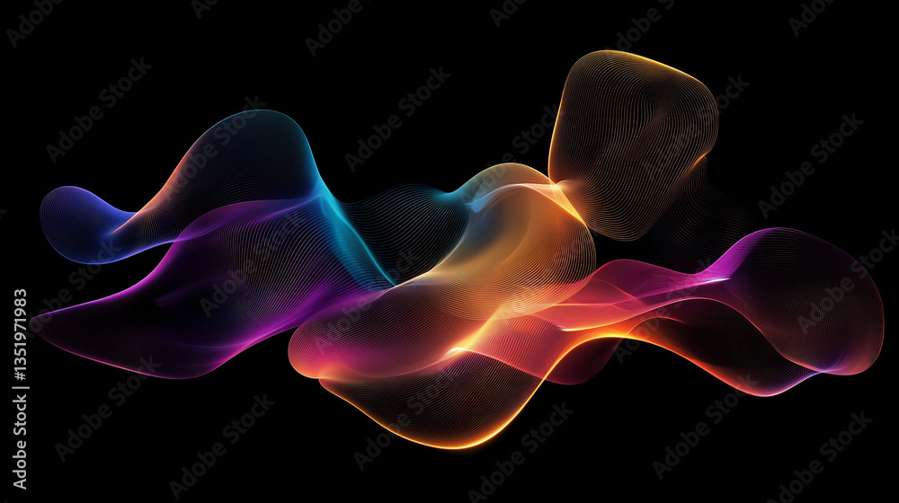 Abstract colorful fractal background with smoke and flowing waves in shades of blue, purple, and black, creating a smooth and dynamic pattern Abstract colorful fractal background with smoke and flowing waves in shades of blue, purple, and black, creating a smooth and dynamic pattern