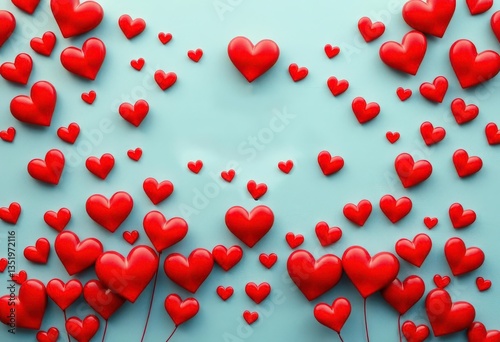 Happy Father's Day card design featuring many red hearts, fathers day, vector
