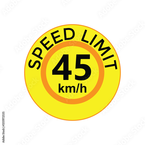 Speed limit 45 kmh Sticker  vector art illustration work