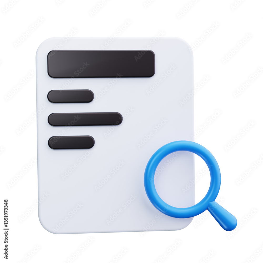 Magnifying Glass Document 3d render icons Magnifying Glass Document 3d render icons