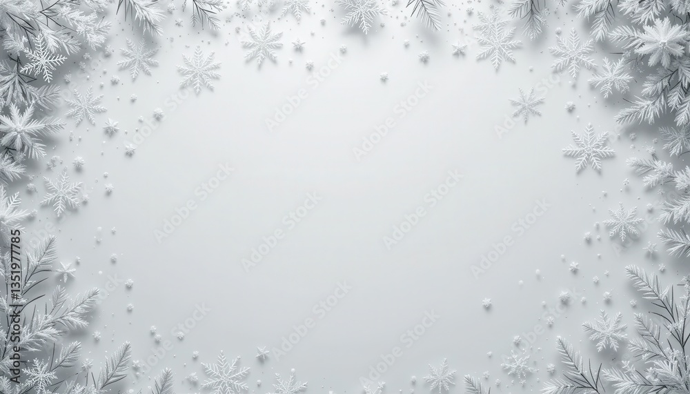 Winter wonderland scene snowflake border digital art minimalist aerial view seasonal design Winter wonderland scene snowflake border digital art minimalist aerial view seasonal design
