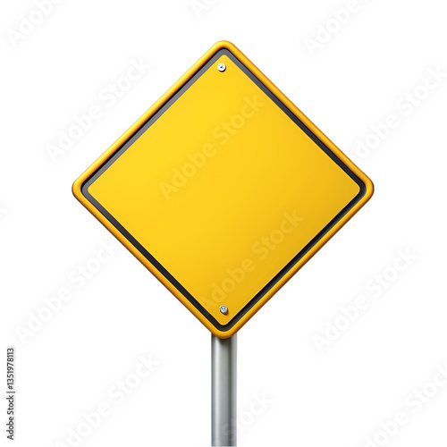 Blank Yellow Diamond Road Sign Free Image isolated on transparent background
