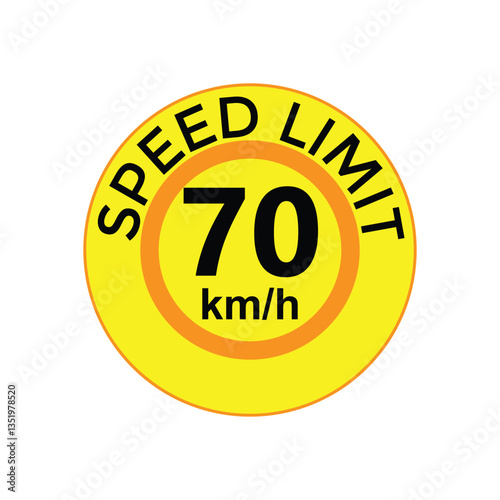 Speed limit 70 kmh Sticker  vector art illustration work