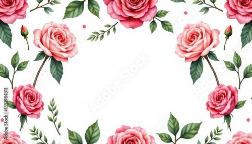 Delicate watercolor roses & leaves, repeating seamlessly , repeat, design, rose