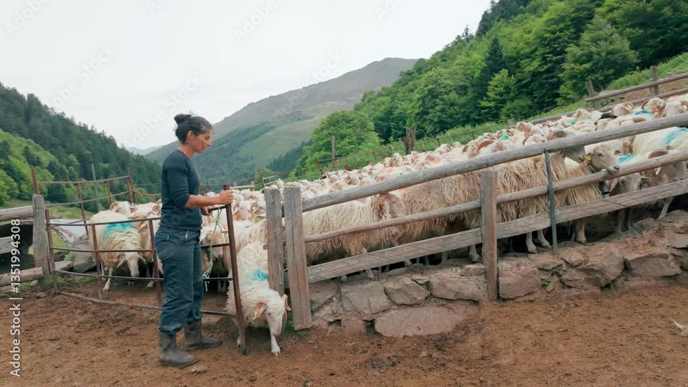 Sheep farm in the Pyrenees mountains. Cheese production in France Sheep farm in the Pyrenees mountains. Cheese production in France