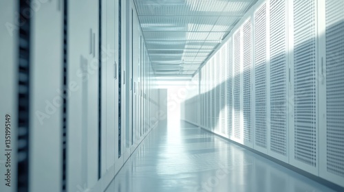 Server room aisle  bright  data center