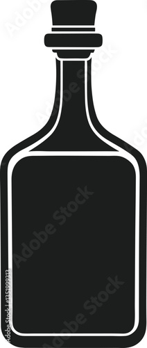 Liquor Bottle Icon - Black Silhouette Alcohol Vector Illustration
